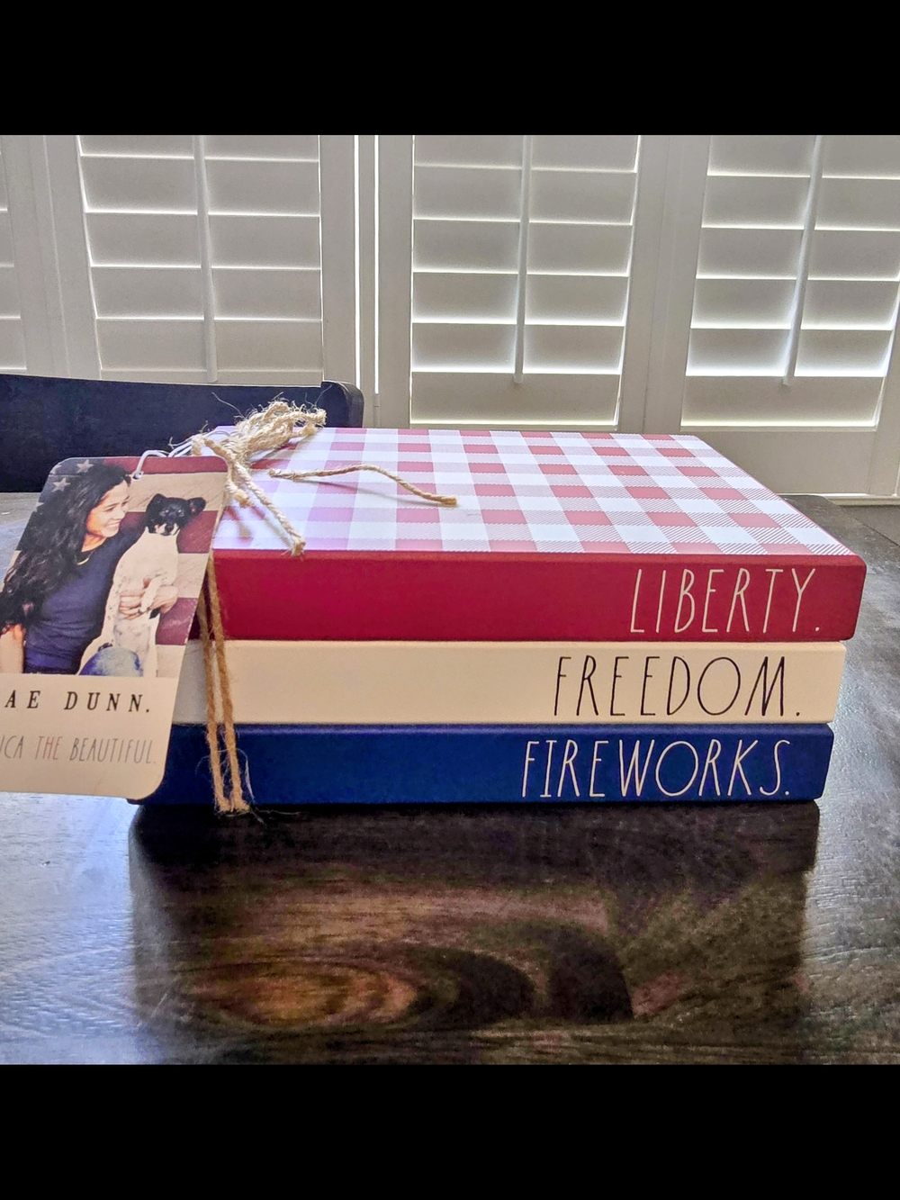 Rae Dunn Red, White & Blue Stacked Decorative Books